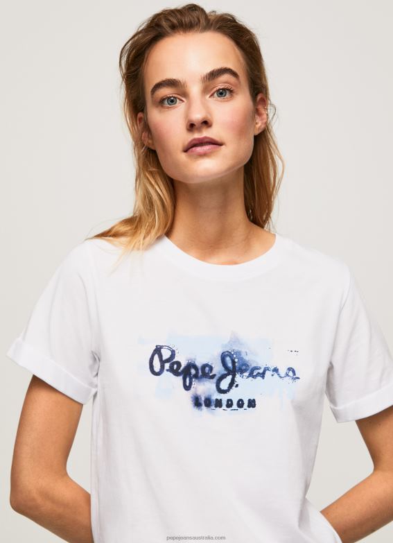 women_white_pepe_jeans_gradient_logo_cotton_t_shirt_60j40421.jpg Women White Pepe Jeans Gradient Logo Cotton T-Shirt 60J40421 - Image 1