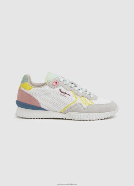 Women White Pepe Jeans Holland Mesh Running Sneakers 60J40605
