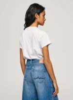 Women White Pepe Jeans Laced Collar T-Shirt 60J40449 - Image 4