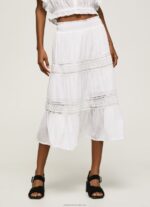 Women White Pepe Jeans Laced Skirt 60J40487 - Image 2