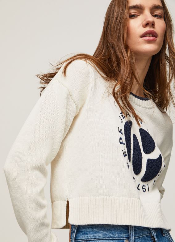 women_white_pepe_jeans_logo_print_cotton_jersey_60j40253.jpg Women White Pepe Jeans Logo Print Cotton Jersey 60J40253 - Image 1