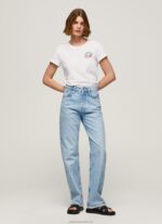 Women White Pepe Jeans Logo Print T-Shirt 60J40381 - Image 2