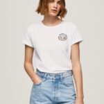Women White Pepe Jeans Logo Print T-Shirt 60J40381