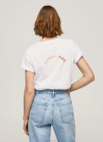Women White Pepe Jeans Logo Print T-Shirt 60J40381 - Image 4