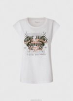 Women White Pepe Jeans Logo Print T-Shirt 60J40445 - Image 5