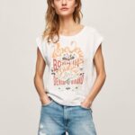 Women White Pepe Jeans Logo Print T-Shirt 60J40463