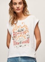 Women White Pepe Jeans Logo Print T-Shirt 60J40463 - Image 3