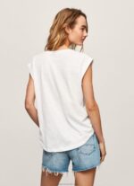 Women White Pepe Jeans Logo Print T-Shirt 60J40463 - Image 4