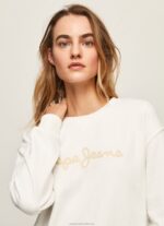 Women White Pepe Jeans Logo Printed Jumper 60J40286 - Image 3