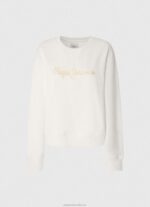 Women White Pepe Jeans Logo Printed Jumper 60J40286 - Image 5