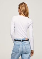 Women White Pepe Jeans Long-Sleeved Cotton T-Shirt 60J40469 - Image 4