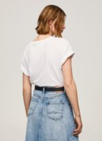 Women White Pepe Jeans Love Logo Print T-Shirt 60J40396 - Image 4