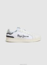 Women White Pepe Jeans Milton Mesh Combined Sneakers 60J40612