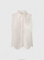 Women White Pepe Jeans Openwork Armhole Sleeve Shirt 60J40337 - Image 5