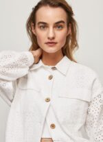 Women White Pepe Jeans Openwork Cotton Jacket 60J40142 - Image 4