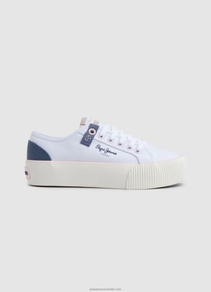 Women White Pepe Jeans Ottis Sun Platform Sneakers 60J40608