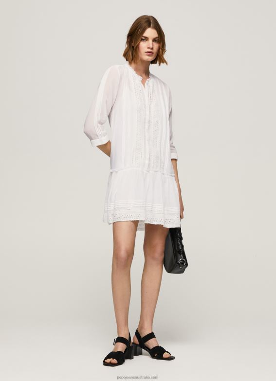 Women White Pepe Jeans Patris Dress With Openwork Details 60J40148 - Image 2