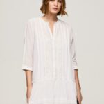 Women White Pepe Jeans Patris Dress With Openwork Details 60J40148