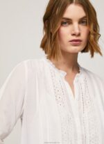 Women White Pepe Jeans Patris Dress With Openwork Details 60J40148 - Image 3