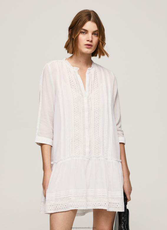 women_white_pepe_jeans_patris_dress_with_openwork_details_60j40148.jpg Women White Pepe Jeans Patris Dress With Openwork Details 60J40148 - Image 1
