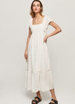 Women White Pepe Jeans Peri Cotton Dress 60J40217