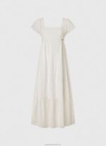 Women White Pepe Jeans Peri Cotton Dress 60J40217 - Image 5