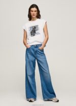 Women White Pepe Jeans Photo Print T-Shirt 60J40410 - Image 2