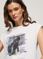 Women White Pepe Jeans Photo Print T-Shirt 60J40410 - Image 3