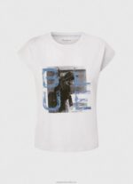Women White Pepe Jeans Photo Print T-Shirt 60J40410 - Image 5