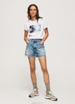 Women White Pepe Jeans Photo Print T-Shirt 60J40429 - Image 2