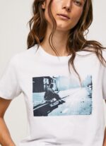 Women White Pepe Jeans Photo Print T-Shirt 60J40429 - Image 3