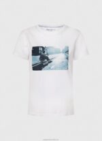 Women White Pepe Jeans Photo Print T-Shirt 60J40429 - Image 5