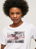 Women White Pepe Jeans Photo Print T-Shirt 60J40432 - Image 3