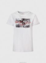 Women White Pepe Jeans Photo Print T-Shirt 60J40432 - Image 5