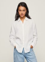 Women White Pepe Jeans Plain Regular Fit Shirt 60J40333 - Image 2