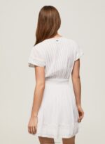 Women White Pepe Jeans Poete Embroidered Cotton Dress 60J40165 - Image 4