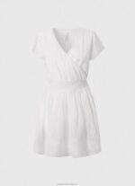 Women White Pepe Jeans Poete Embroidered Cotton Dress 60J40165 - Image 5