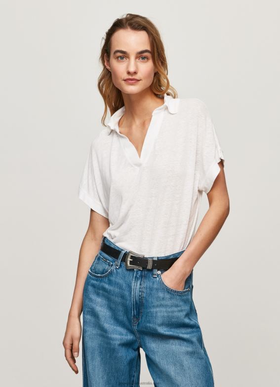 women_white_pepe_jeans_polo_shirt_60j40397.jpg Women White Pepe Jeans Polo Shirt 60J40397 - Image 1
