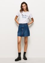 Women White Pepe Jeans Printed Logo Cotton T-Shirt 60J40411 - Image 2