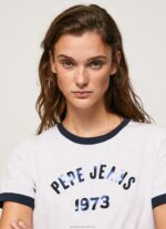 Women White Pepe Jeans Printed Logo Cotton T-Shirt 60J40424