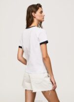 Women White Pepe Jeans Printed Logo Cotton T-Shirt 60J40424 - Image 4