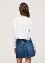 Women White Pepe Jeans Printed Long Sleeved T-Shirt 60J40428 - Image 4