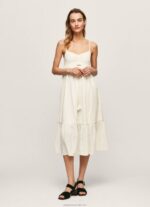 Women White Pepe Jeans Prue Cotton Dobby Dress 60J40221 - Image 2