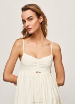 Women White Pepe Jeans Prue Cotton Dobby Dress 60J40221