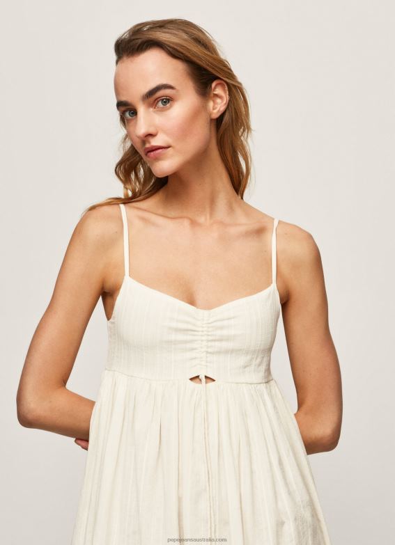 women_white_pepe_jeans_prue_cotton_dobby_dress_60j40221.jpg Women White Pepe Jeans Prue Cotton Dobby Dress 60J40221 - Image 1