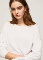 Women White Pepe Jeans Relaxed Fit Boat Neck Jersey 60J40256 - Image 3