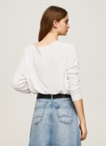 Women White Pepe Jeans Relaxed Fit Boat Neck Jersey 60J40256 - Image 4