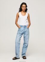 Women White Pepe Jeans Ribbed Armhole-Sleeved T-Shirt 60J40457 - Image 2