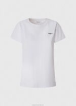 Women White Pepe Jeans Short-Sleeved Cotton T-Shirt 60J40420 - Image 5