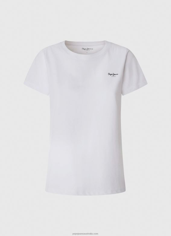 Women White Pepe Jeans Short-Sleeved Cotton T-Shirt 60J40420 - Image 5